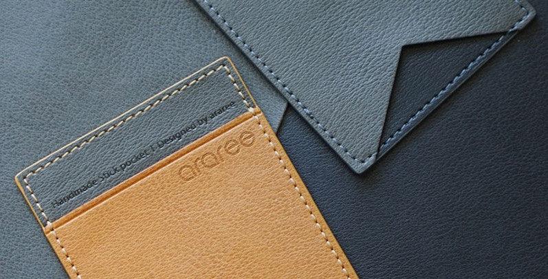 Araree Stick Pocket Genuine Leather Universal Card Holder - Saddle Brown - Tashqila Araree Stick Pocket Genuine Leather Universal Card Holder - Saddle Brown - Tashqila